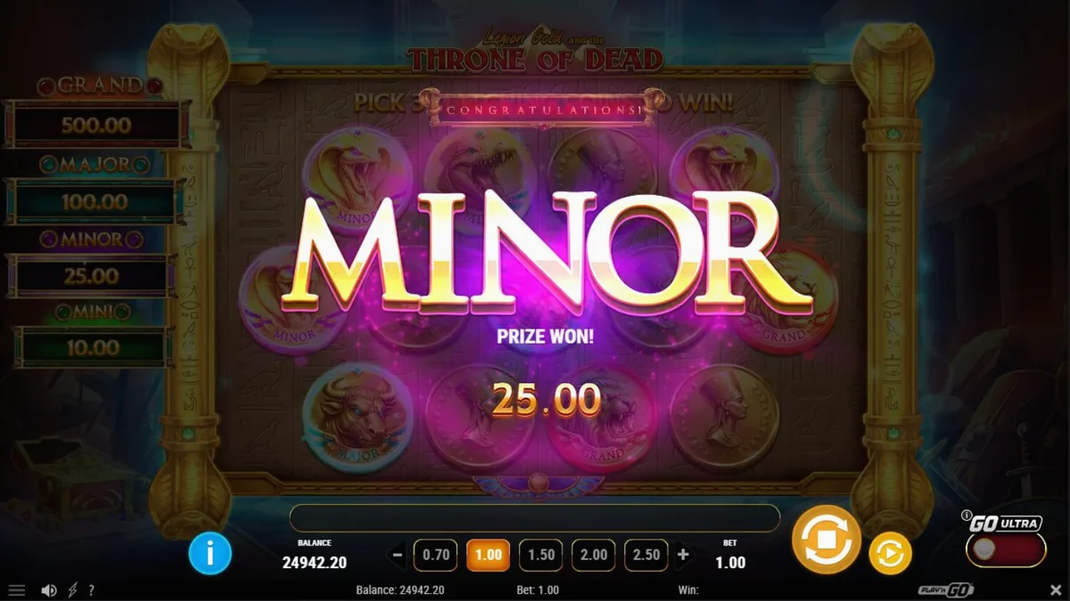 Legion Gold and the Throne of Dead slot game interface
